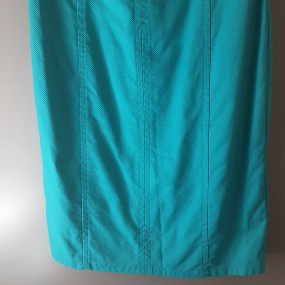 Talbot's Turquoise Blue Cotton Stretch Sleeveless Shift Dress | Size 2P - Picture 5 of 13